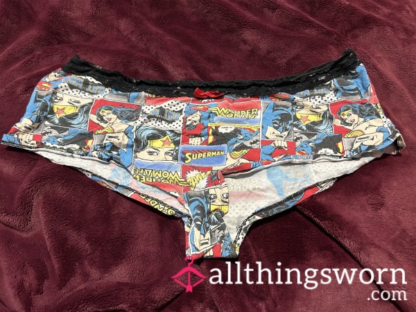 ~OLD DC COMICS COTTON BLACK LACE TRIM BOYSHORT~