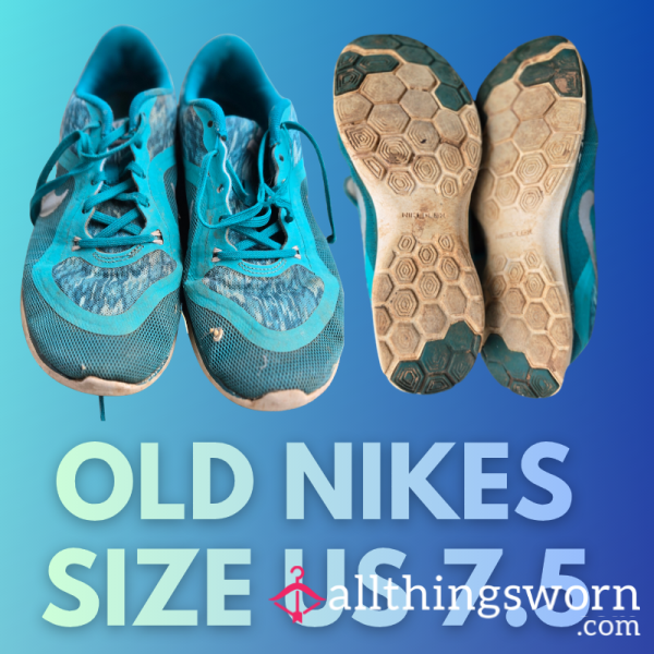 Old, Dirty, Well-Worn Nike Sneakers, Size US 7.5, Filthy And Worn Bottoms