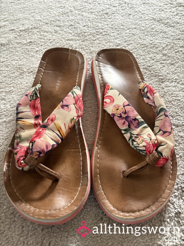 Old Flowery Flip Flops