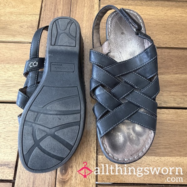 Old Leather Sandals With Toe Prints