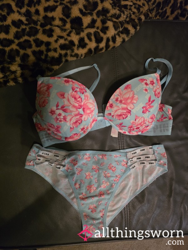 Old Light Blue & Pink Flower Set From PINK