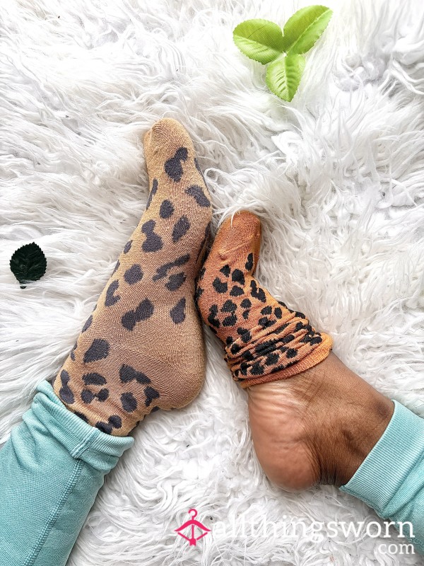 Old Pair Of Leopard Print Socks
