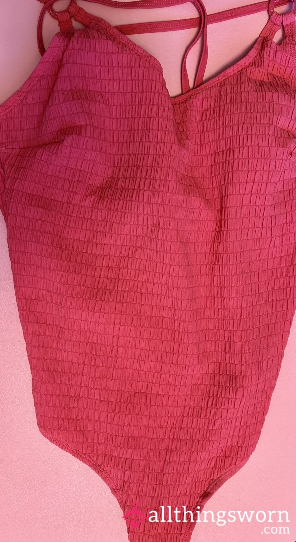 Old Pink Swimming Costume With Stained Gusset