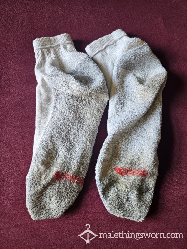 Old Preworn White Hanes Crew Socks