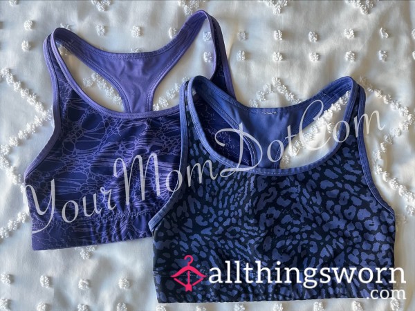 Old Purple Reversible Abstract Printed Sports Bras