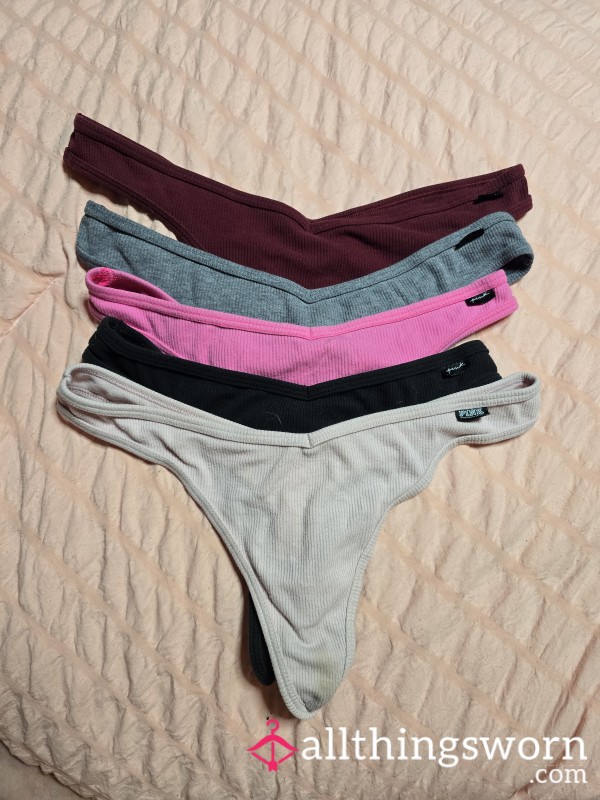 Old Ribbed Cotton PINK Thongs