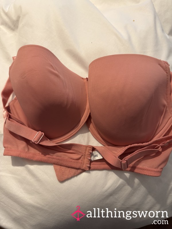 Old Soft Moulded Peach Worn Bra 38E