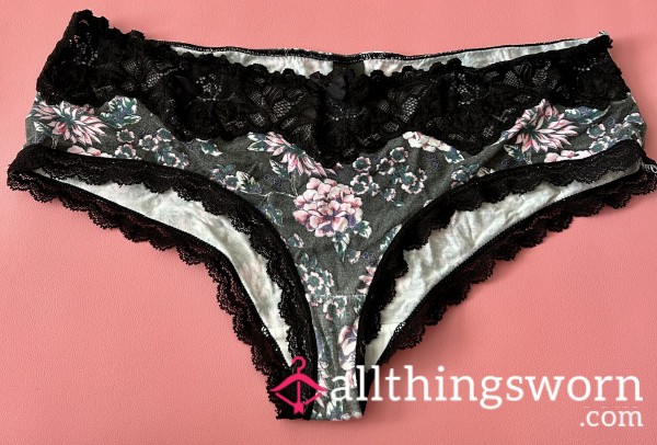 Old Tu Faded Flor*l Knickers Panties Saved From The Bin, Worn For 48 Hours