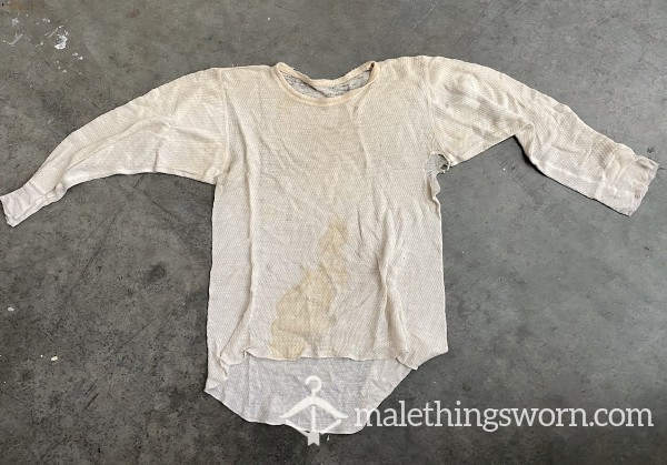 Old Ultra Thin Stained And Torn Thermal Shirt