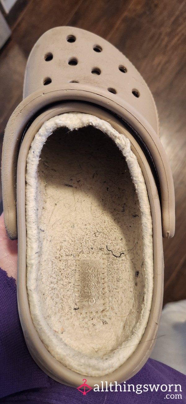 Old Used Lined Crocs