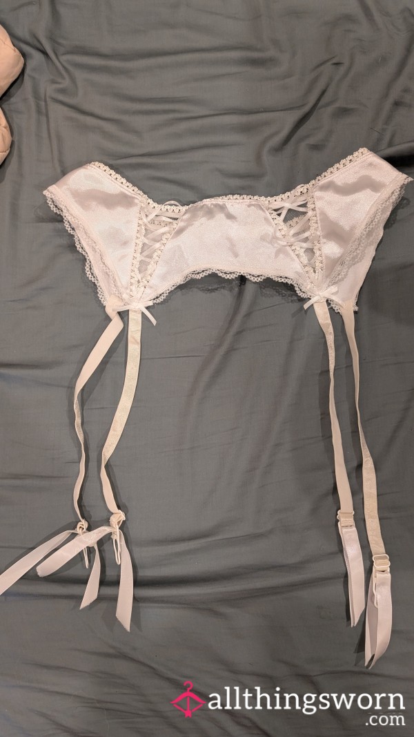 Old Used White Garter Belt - Designer For Sissy