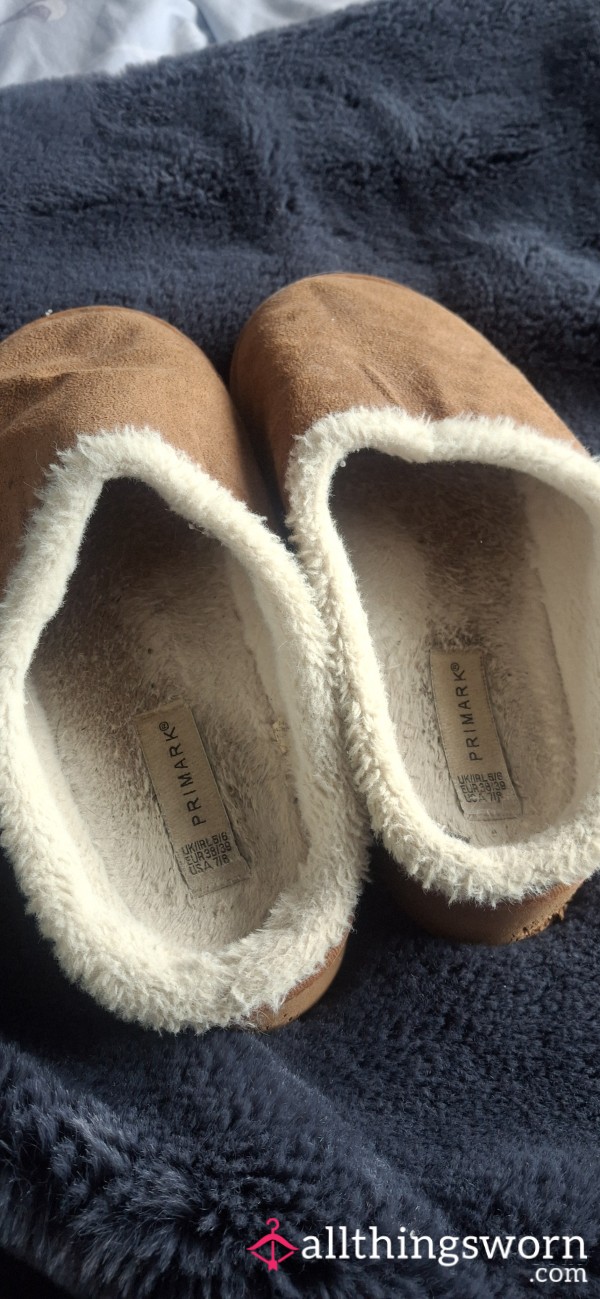 Old Very Used Slippers. These Have Been Worn Nearly Everyday For The Past 2 Years.