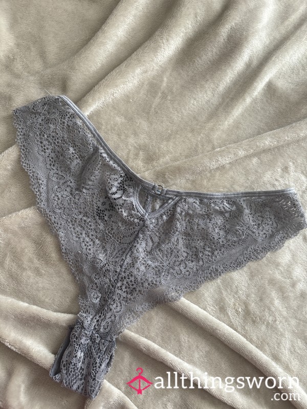 Well Used Stained Panties Knickers Lace Grey Size 14 Uk Women’s