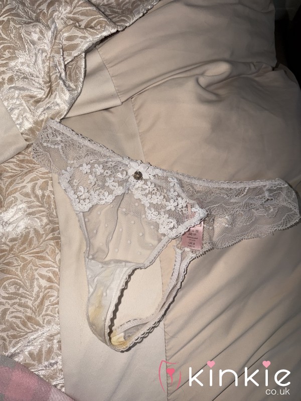 Old White Lacy Well-worn Thong