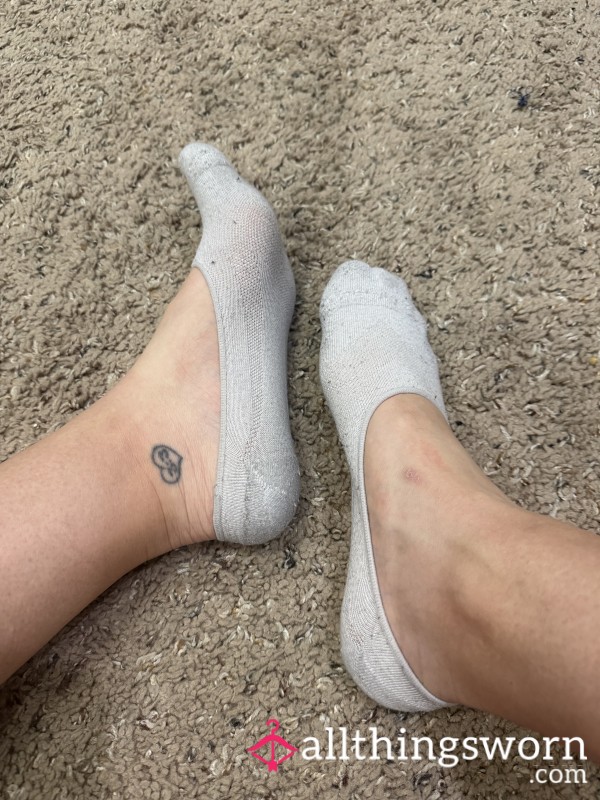 Old, White No-Show Socks 🤍 4-Day Wear, Shipping Included $30