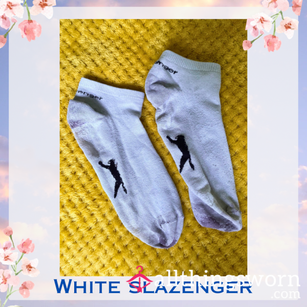 Old White Slazenger Ankle Socks 🐼 2 Day Wear + 1 Workout Included - £15 😈 Longer Wears And International Shipping Available 🌍