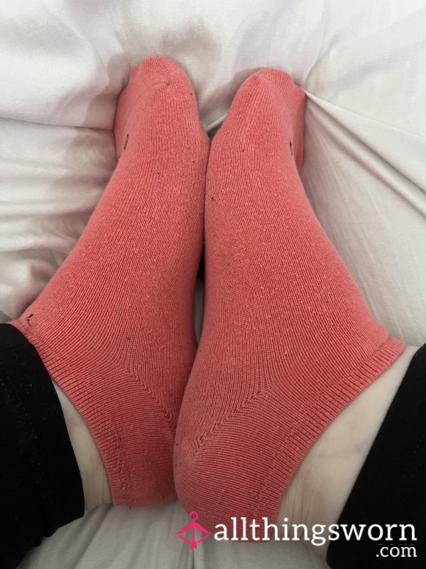 Old, Worn Cor*l Ankle Socks