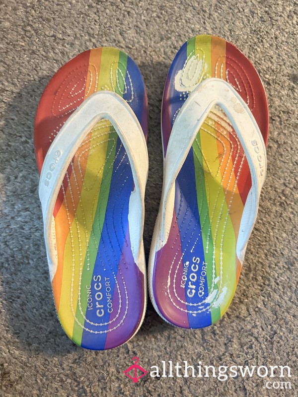 Old Worn Croc Flip Flops