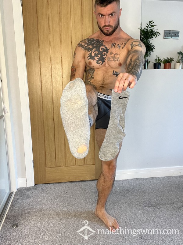 Old Worn Out Grey Nike Socks