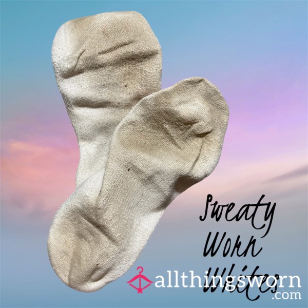Old Worn White No Show Socks