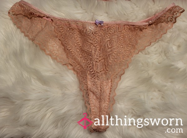 Old XL Pink Lace Thong - 1 Save