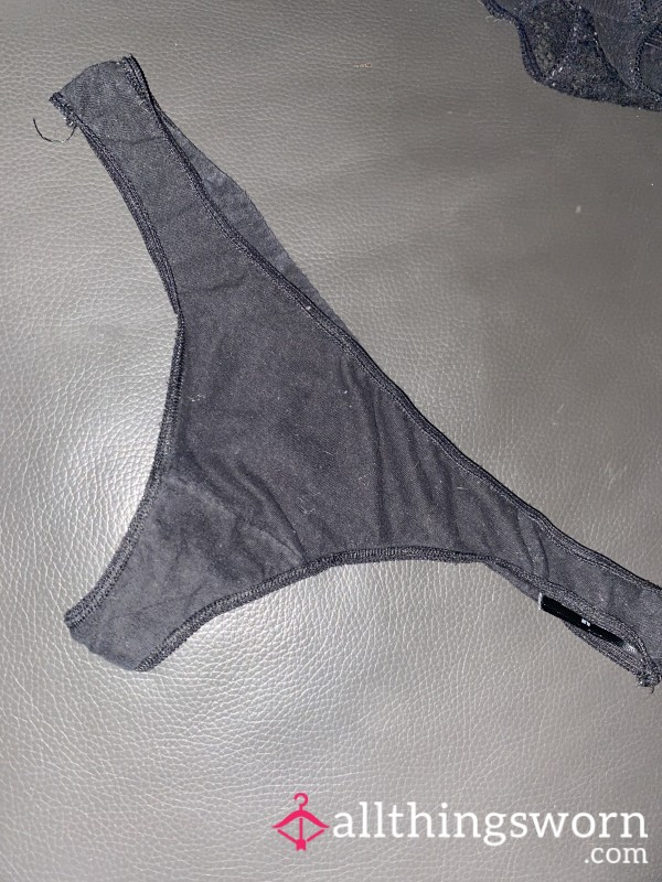 Olden But Golden Black Cotton Thongs🖤 | Size M | Comes With 24 Hour Wear😈
