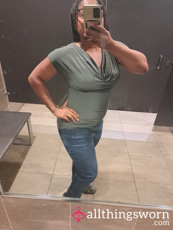Olive Green Cowl Neck Top