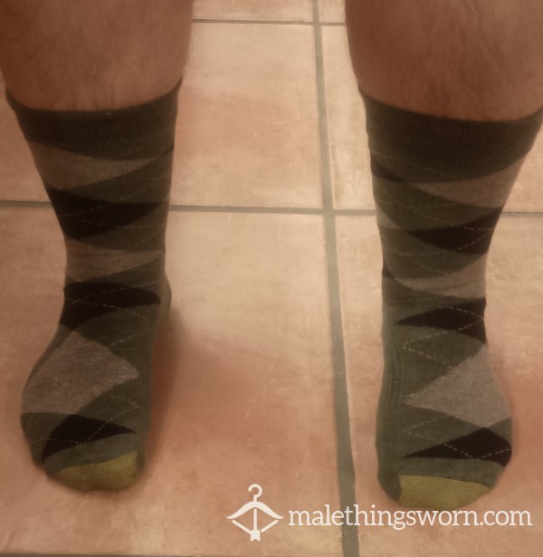 Olive Green Plaid Socks