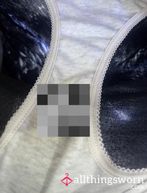 One Day Worn Grey Cotton Panties By Pregnant Leaking Filthy Milf