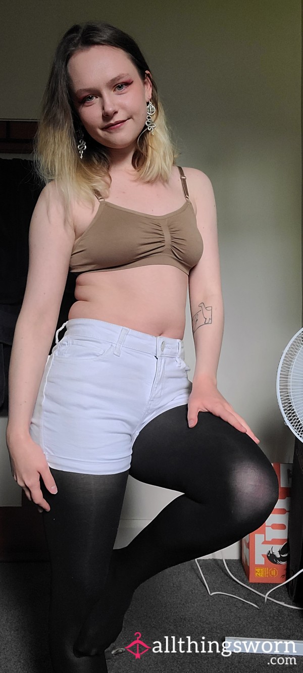 Opaque Black Stockings, Well Worn