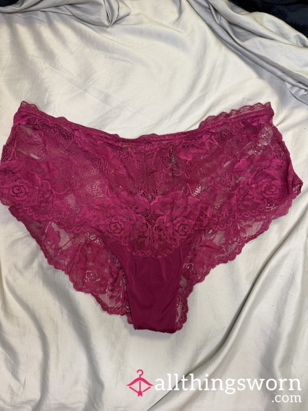 Open Back Berry Color Lace Panty