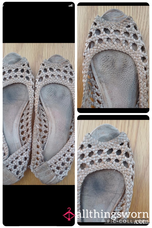 Open Toe Ballet Flats Well Worn