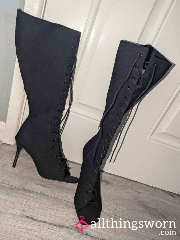 Open Toe Stiletto Knee Highs