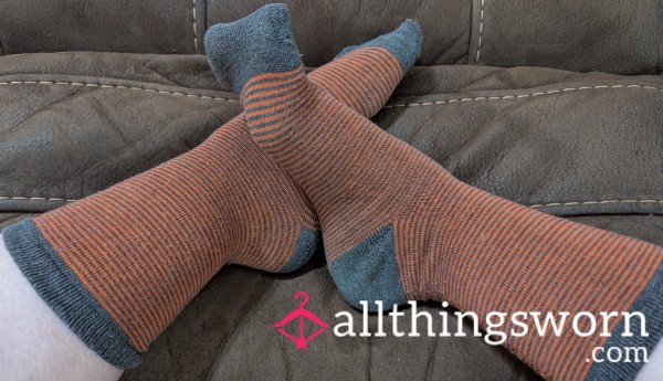 Orange And Black Long Strip Socks