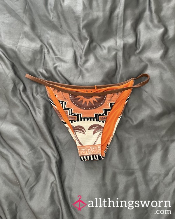 Orange And Brown Pattern Bathing Bottoms Cheeky Brief