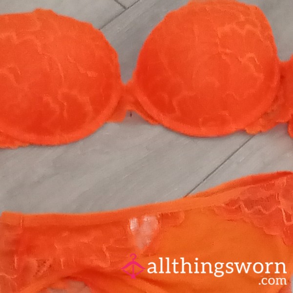 Orange Bra And Panty Set
