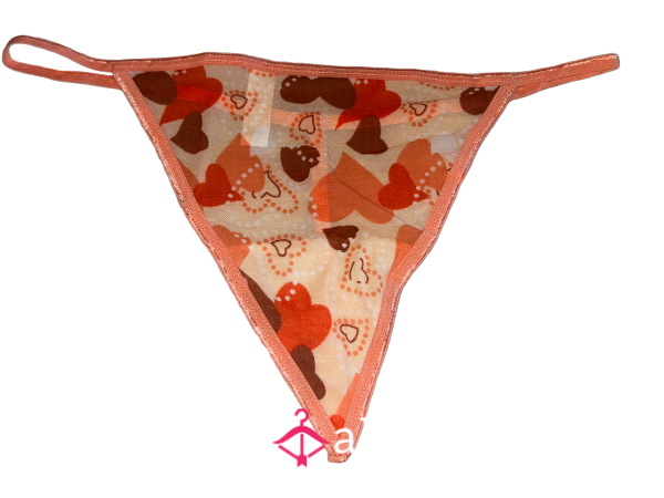 Orange & Brown Heart Print G-String