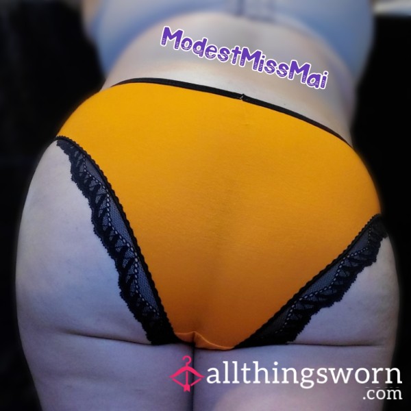 Orange Cotton W/Black Lace Panties
