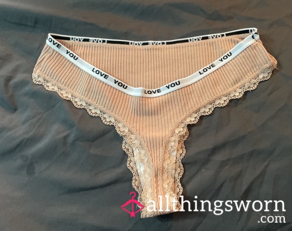 Orange Ribbed Lace Thong