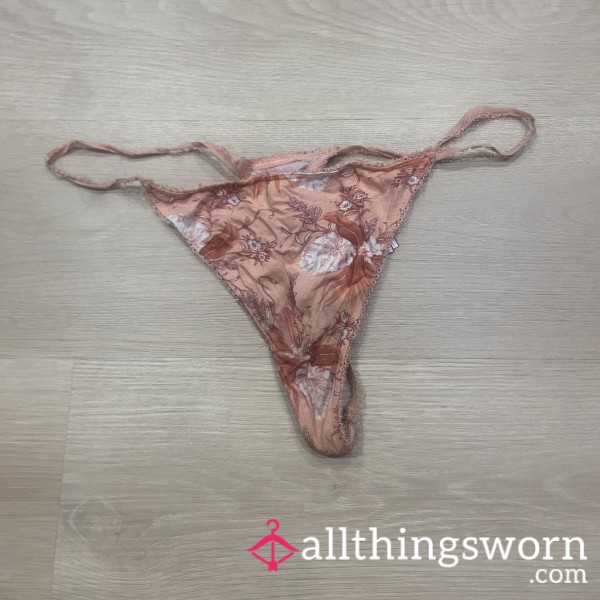Orange Flor*l Print Cotton Thong