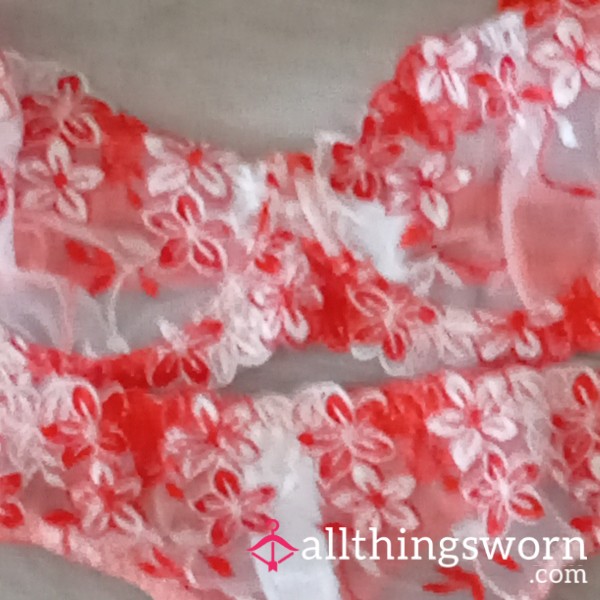 Orange Flowers Bra And Panty Set
