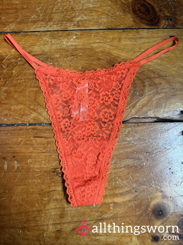🧡 Orange Lace G-string, XXL, VS