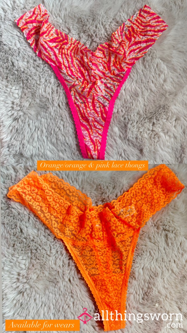 Orange Lace Thongs