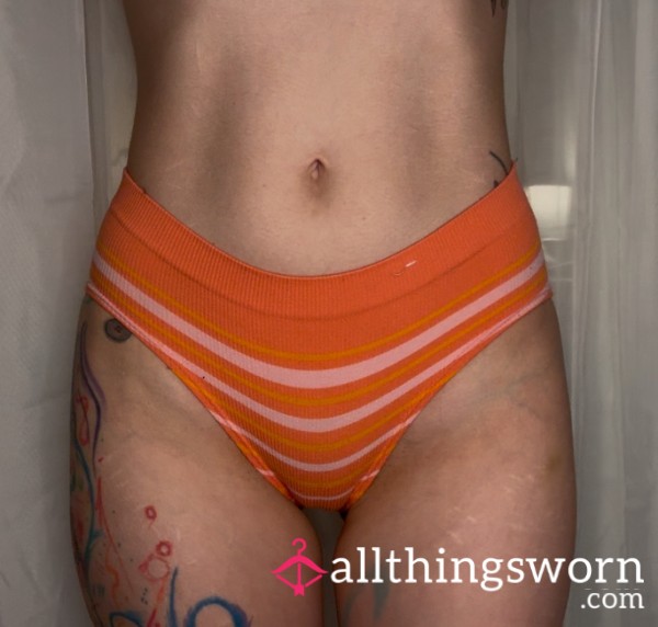 Orange Striped Nylon Panties