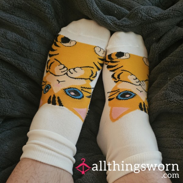 White Yoga Socks With Kitty Workout Grippy Socks