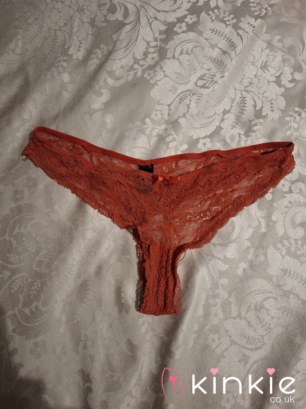 Orange USED Knickers Size 8/10 Lace Flor*l Small Panty