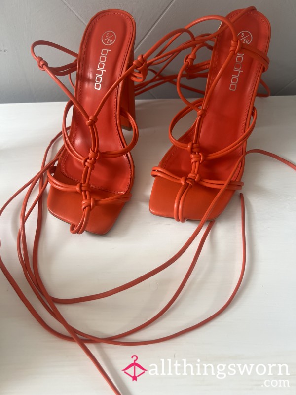 Orange Wrap Around High Heel