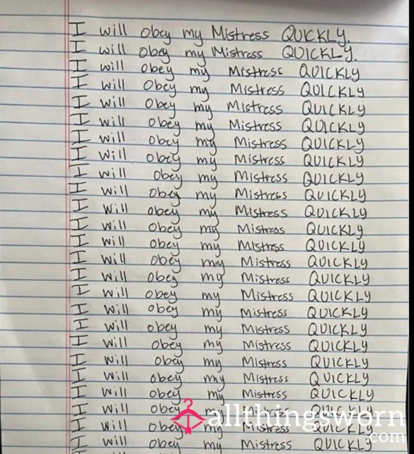 Order & Obedience Writing