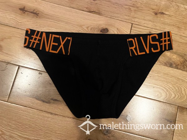 Orlvs Menswear Ribbed Black Tanga Briefs (L) Ready To Be Customised For You!