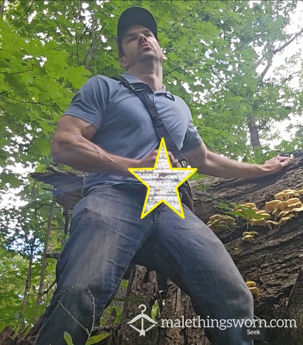 Outdoor Jerk And C*m In Front Of Fallen Tree With Mushrooms On It